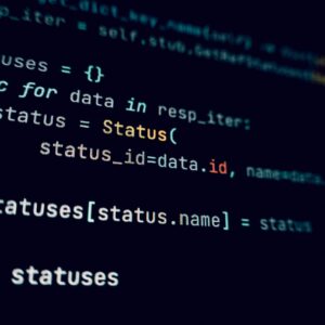 Detailed view of programming code in a dark theme on a computer screen.